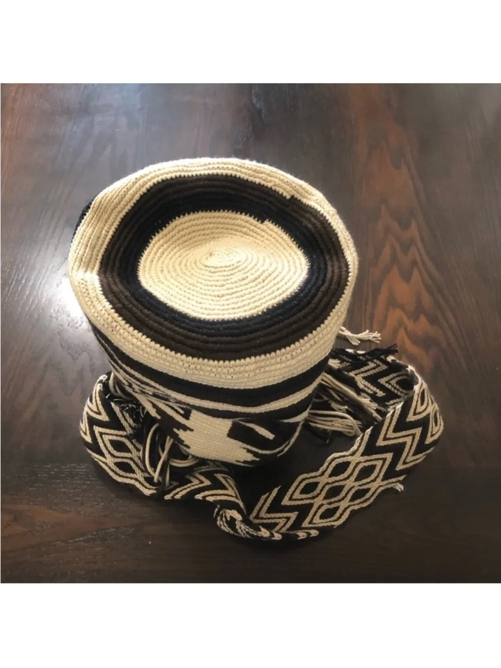 WAYUU Colombian Tribe Black Cream Woven Hobo Bag NWT SARAI WAYUU cross body XL